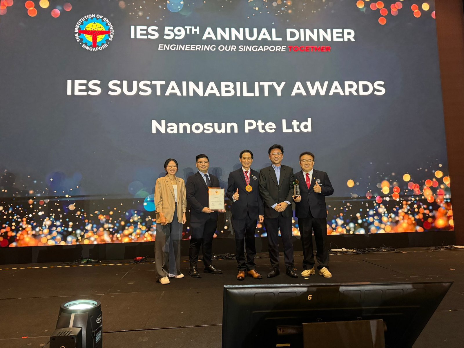 NanoSun team receiving the IES Sustainability Award 2025